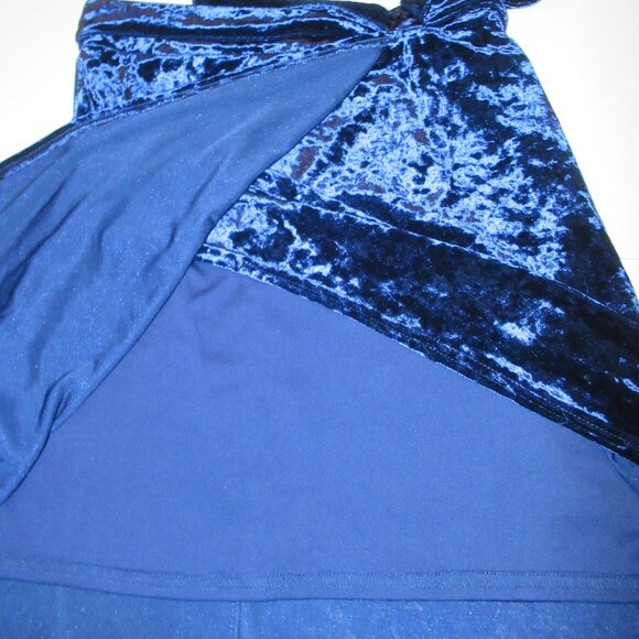 Blue Crushed Velvet Faux Wrap Skirt Long Maxi & Tank Top Party Prom EUC Gorgeous - Picture 15 of 16
